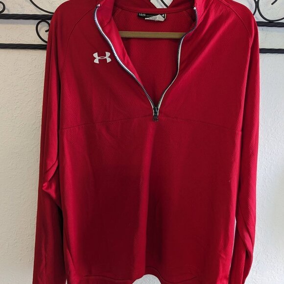 Under Armour Red All Season 1/4 Zip Pullover | Men’s Size L - Picture 1 of 3